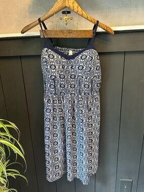 Xhilaration Navy Blue Printed Spaghetti Strap Bralette Sleeveless Dress XL